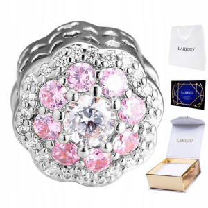 Charms Kwiat Flower Cyrkonie srebro 925