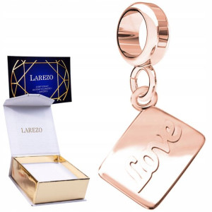 Charms List Miłosny wiszący różowe złoto 925