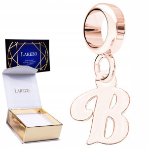 Charms Literka B różowe złoto 925