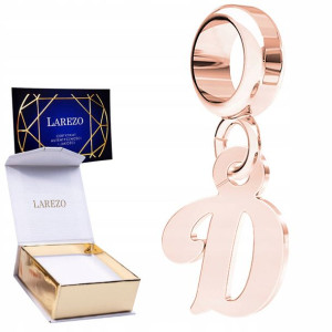 Charms Literka D różowe złoto 925
