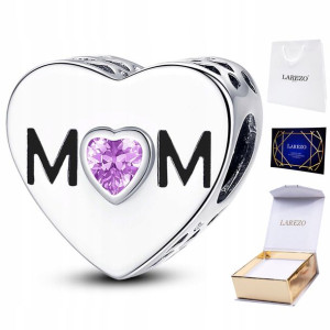 Charms Mom Ukochana Mama Serduszko srebro 925