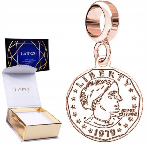 Charms Moneta różowe złoto srebro 925