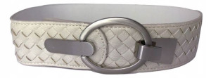 PASEK DAMSKI KREMOWY ECRU pleciony szer.5,5 cm