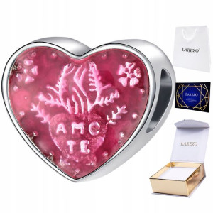 Charms różowe Serce Amote miłość srebro 925