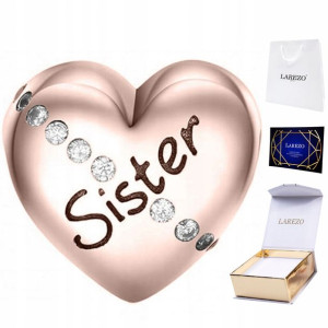 Charms różowe złoto Sister srebro zawieszka 925