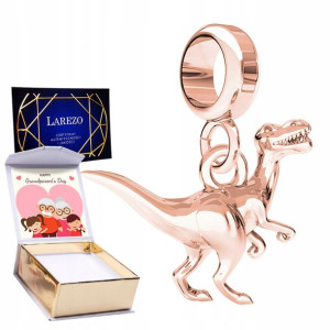 Charms różowy + NADRUK Dinozaur srebro 925