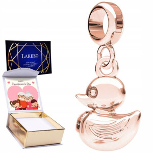 Charms różowy + NADRUK Kaczka srebro 925