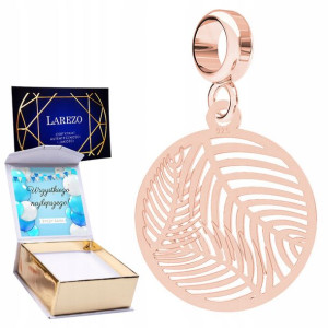 Charms różowy + NADRUK Liście Palmy srebro 925