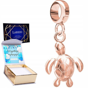 Charms różowy + NADRUK Żółw srebro 925