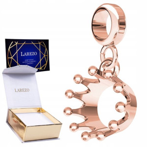 Charms różowy wiszący Korona srebro 925
