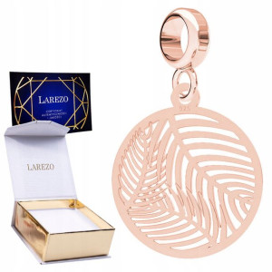Charms różowy wiszący Liście Palmy srebro 925