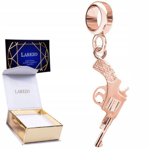 Charms różowy wiszący Rewolwer srebro 925