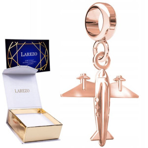 Charms różowy wiszący Samolot srebro 925