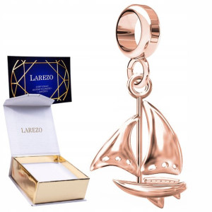 Charms różowy wiszący Żaglówka srebro 925