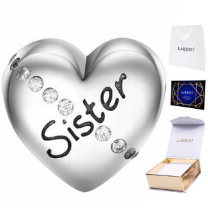 Charms srebrny Sister Serce zawieszka koralik 925
