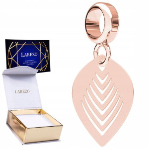 Charms wiszący Liść Listek różowe złoto S925