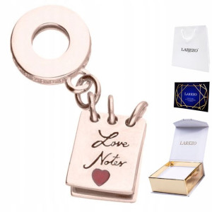 Charms wiszący Notes różowe złoto srebro 925