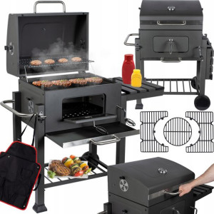 Duży Grill Węglowy Ogrodowy Żeliwny + Fartuch