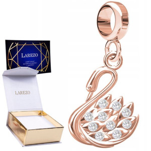 Charms wiszący Łabędź różowe złoto 925