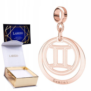 Charms Znak Bliźnięta różowe złoto 925