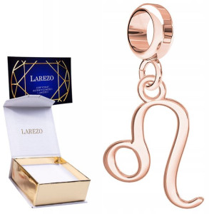 Charms znak zodiaku Lew różowe złoto S925