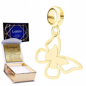 Charms złoty + GRAWER Ażurowy Motyl srebro 925