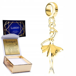 Charms złoty + GRAWER Baletnica srebro 925