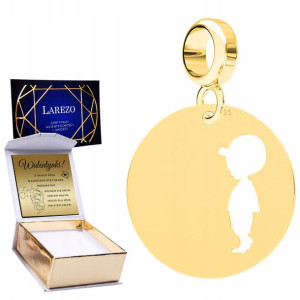 Charms złoty + GRAWER Blaszka Chłopiec srebro 925