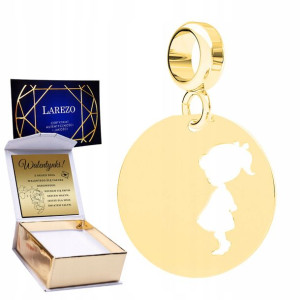 Charms złoty + GRAWER Blaszka Dziewczynka 925
