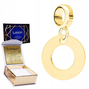 Charms złoty + GRAWER Blaszka Kółeczko srebro 925