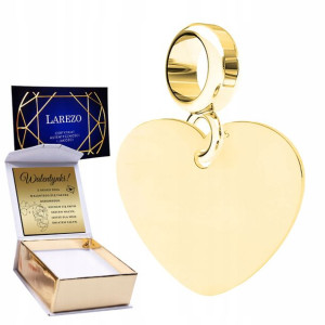 Charms złoty + GRAWER Blaszka Serce srebro 925