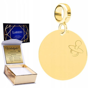 Charms złoty + GRAWER Blaszka Smoczek srebro 925