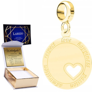 Charms złoty + GRAWER Blaszka srebro 925