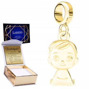 Charms złoty + GRAWER Chłopiec Dziecko srebro 925
