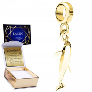 Charms złoty + GRAWER Delfin srebro 925
