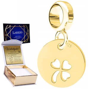 Charms złoty + GRAWER Koniczyna srebro 925