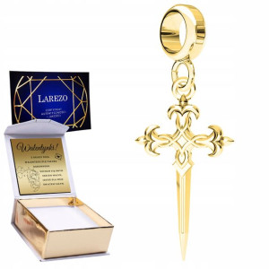 Charms złoty + GRAWER Krzyż Sztylet 925