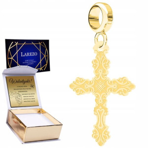 Charms złoty + GRAWER Krzyżyk srebro 925