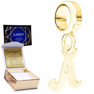 Charms złoty + GRAWER Literka A srebro 925