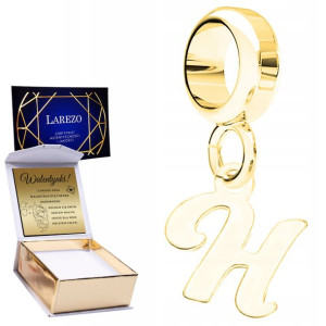 Charms złoty + GRAWER Literka H srebro 925