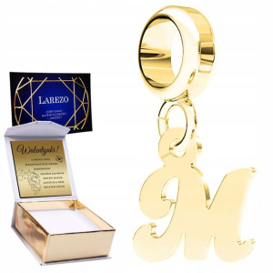 Charms złoty + GRAWER Literka M srebro 925