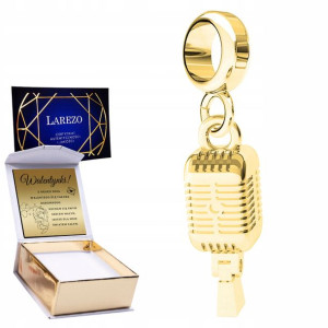 Charms złoty + GRAWER Mikrofon srebro 925
