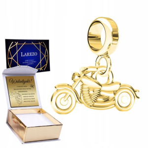 Charms złoty + GRAWER Motocykl 925 zawieszka