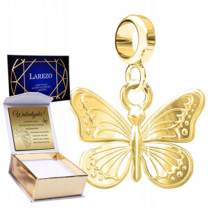 Charms złoty + GRAWER Motyl srebro 925