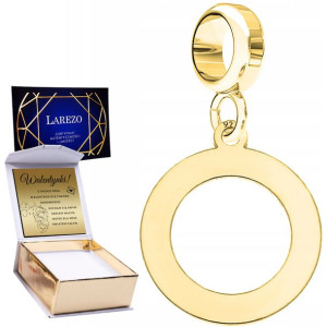 Charms złoty + GRAWER okrągła blaszka 925