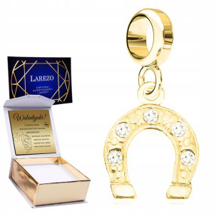 Charms złoty + GRAWER podkowa z cyrkoniami 925