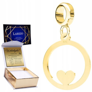 Charms złoty + GRAWER Serce Koło Serduszko 925