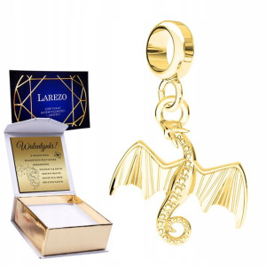 Charms złoty + GRAWER Smok srebro 925