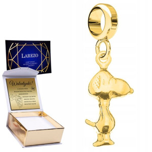 Charms złoty + GRAWER Snoopy Pies Piesek Dog 925