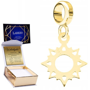 Charms złoty + GRAWER Słońce srebro 925